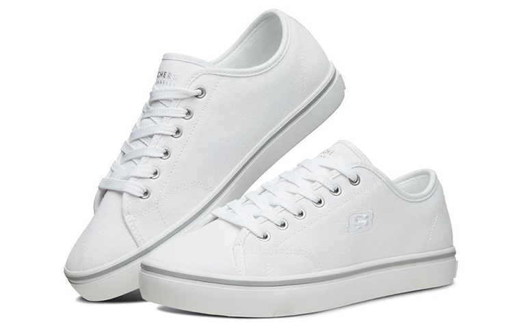 (W) Skechers Cupsole 1 Low-Top Canvas Shoes White 圖 3