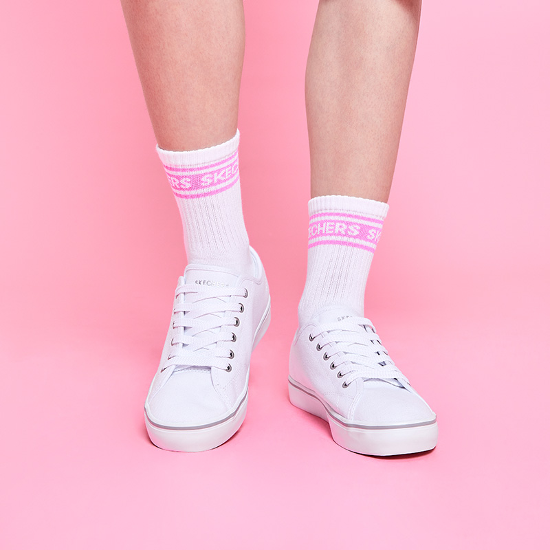 (W) Skechers Cupsole 1 Low-Top Canvas Shoes White 圖 7