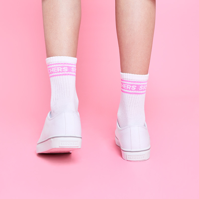 (W) Skechers Cupsole 1 Low-Top Canvas Shoes White 圖 8