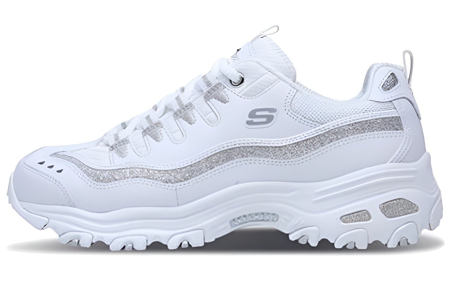 (Women) Skechers D'lites-Now & Then 'White Silver' 11923-WSL