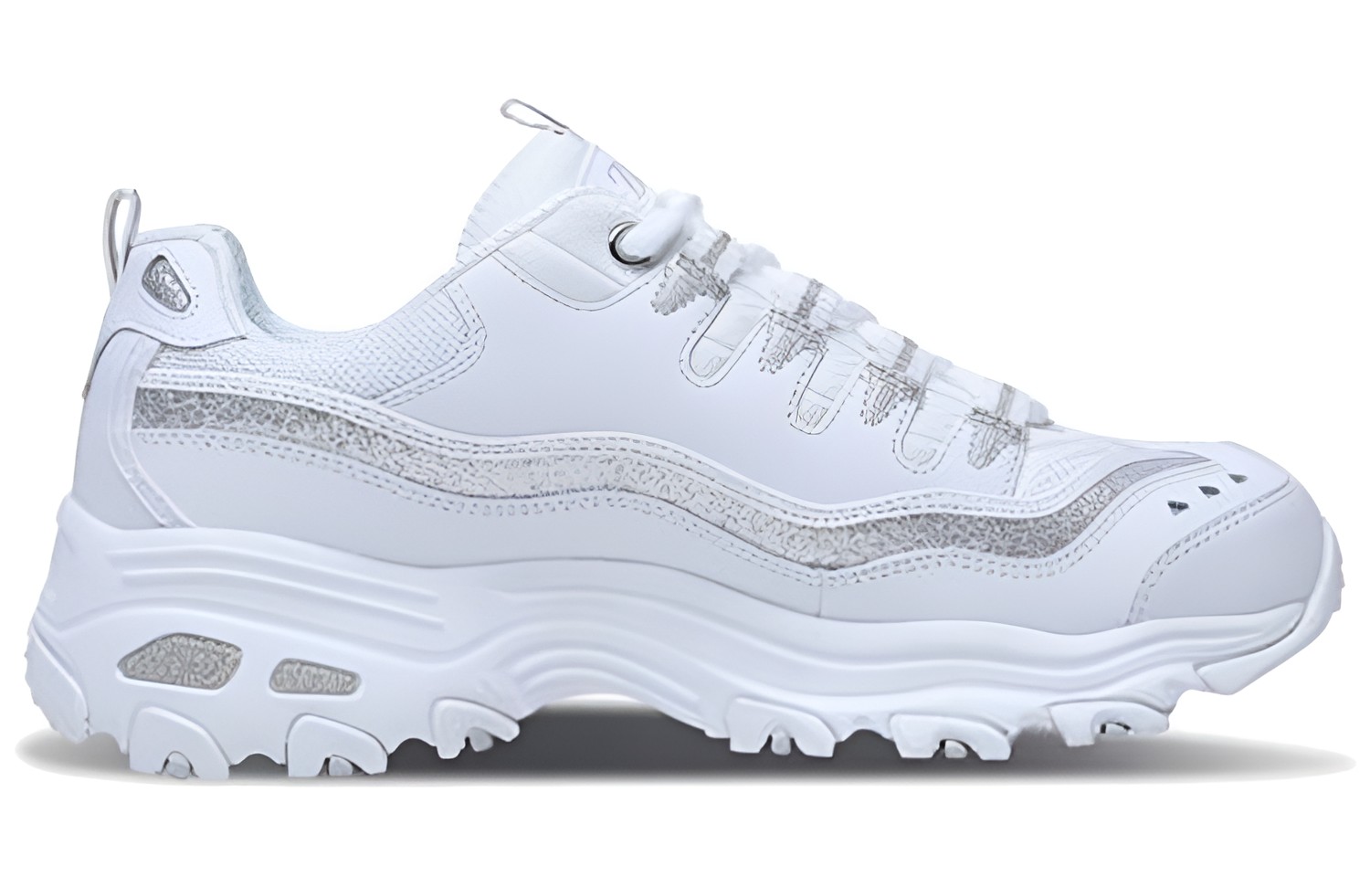 Lookbook (W) Skechers D''lites-Now & Then ''Bianco Argento'' 11923-WSL