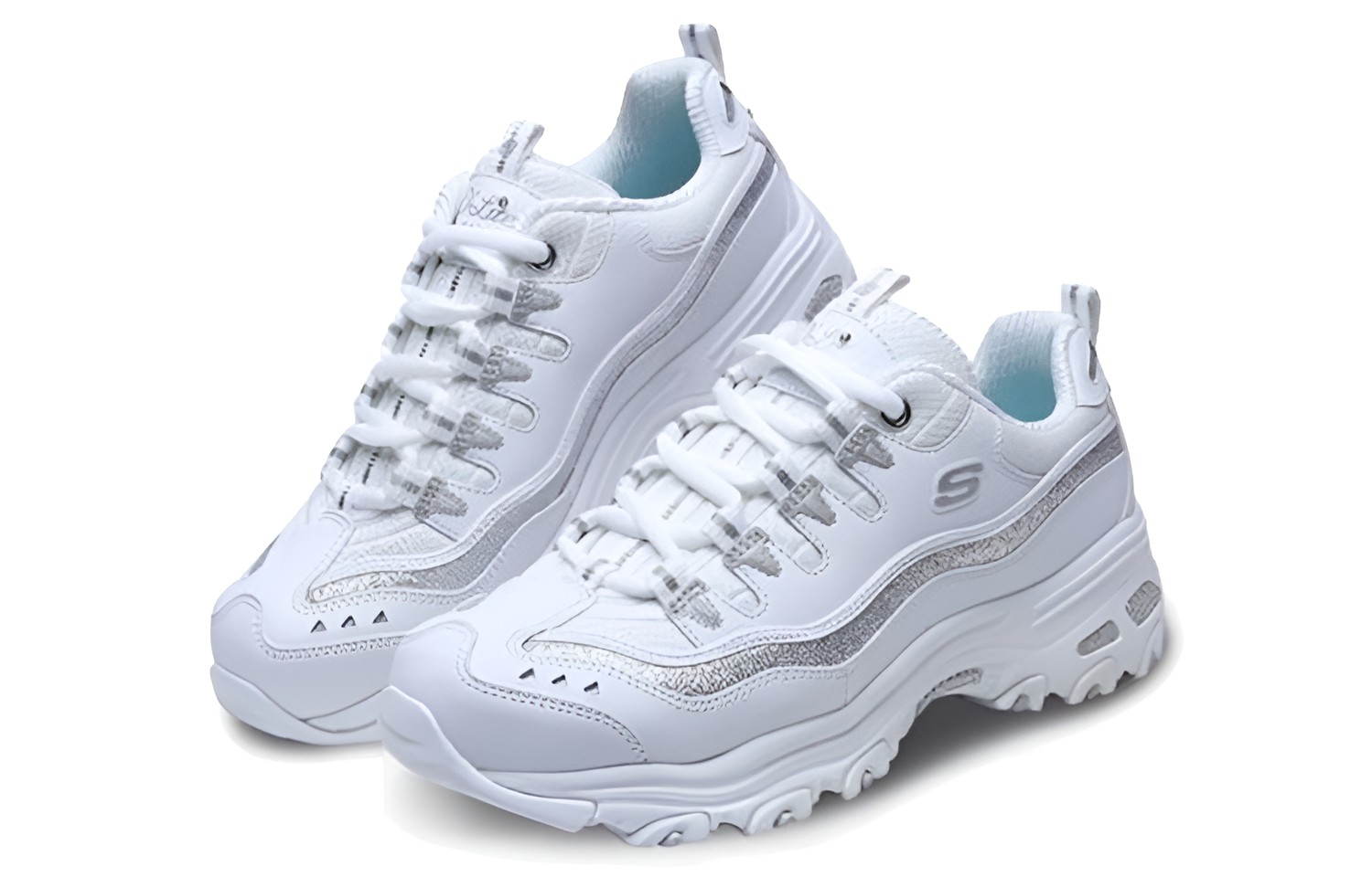 Shop (W) Skechers D''lites-Now & Then ''Bianco Argento'' 11923-WSL
