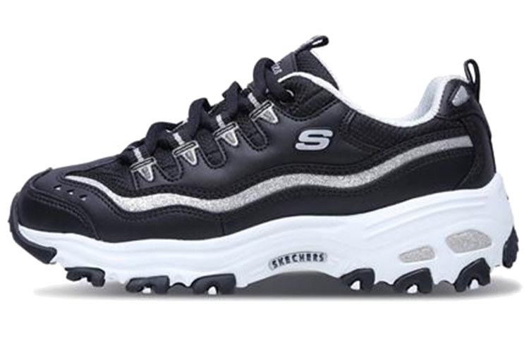 (Women) Skechers D lites-Now & Then Running Shoes Black/White/Silver 11923-BKSL
