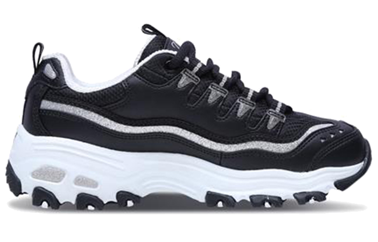 Lookbook (W) Skechers D''Lites Now & Then Laufschuhe Schwarz/Weiß/Silber 11923-BKSL