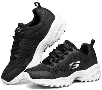 (W) Skechers D'Lites 1.0 Hitam 66666196-BKW Lookbook (W) Skechers D'Lites 1.0 Hitam 66666196-BKW
