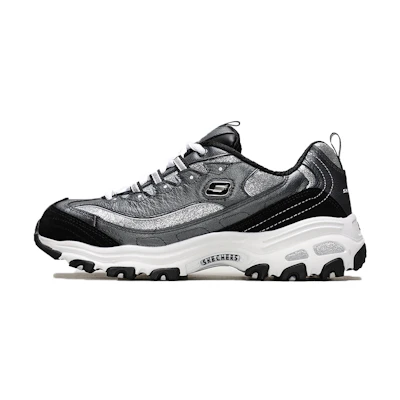 (W) Skechers D'Lites 1.0 Low-Top Running Shoes Black/Silver