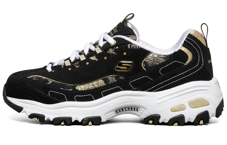 (W) Skechers D lites 1.0 Black/White/Golden