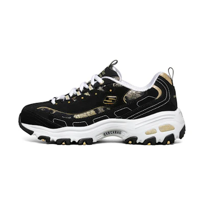 (W) Skechers D lites 1.0 Black/White/Golden