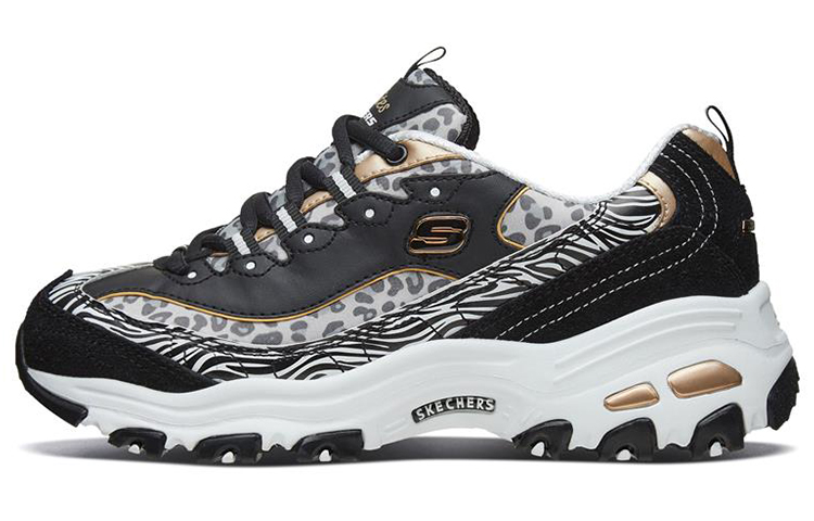 (W) Skechers D'lites 1.0 'Black White Gold'