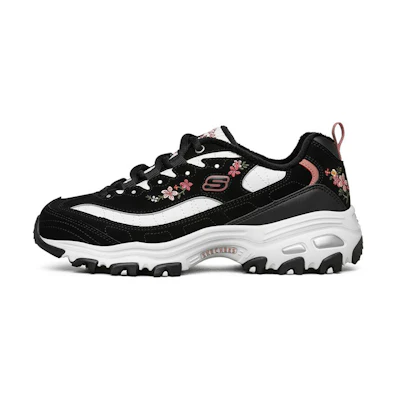 (W) Skechers D'lites 1.0 'Black Floral'