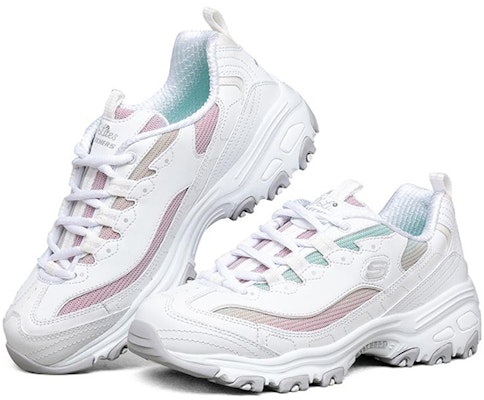 Skechers D‘Lites 1.0 透氣防滑 低筒老爹鞋 女款 白彩色 Lookbook Skechers D‘Lites 1.0 透氣防滑 低筒老爹鞋 女款 白彩色