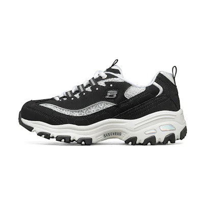 (W) Skechers D Lites 1.0 Fashion Running Shoes Black/White