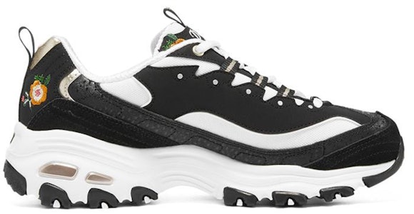 Skechers D'LITES 1.0 花卉 耐磨低筒運動休閒鞋 女款 黑彩色 Order Skechers D'LITES 1.0 花卉 耐磨低筒運動休閒鞋 女款 黑彩色