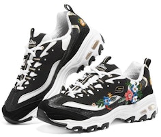 Skechers D'LITES 1.0 花卉 耐磨低筒運動休閒鞋 女款 黑彩色 Lookbook Skechers D'LITES 1.0 花卉 耐磨低筒運動休閒鞋 女款 黑彩色