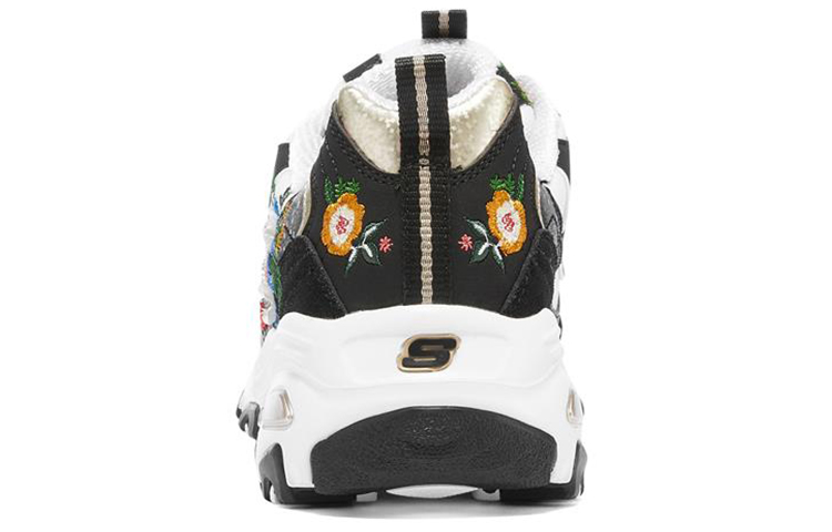 Shop Skechers D'LITES 1.0 花卉 耐磨低筒運動休閒鞋 女款 黑彩色