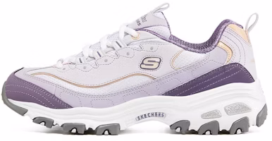 (Women) Skechers D'Lites 1.0 Low-Top Running Shoes White/Purple 13143-LAV (Women) Skechers D'Lites 1.0 Low-Top Running Shoes White/Purple 13143-LAV