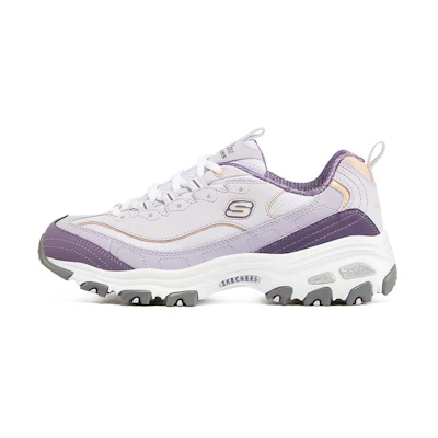(W) Skechers D'Lites 1.0 Low-Top Running Shoes White/Purple