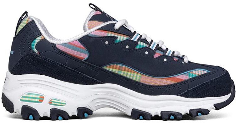 (Women) Skechers D'Lites 1.0 Low-Top Running Shoes Blue 149467-NVMT Order (Women) Skechers D'Lites 1.0 Low-Top Running Shoes Blue 149467-NVMT