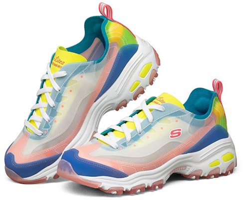 Skechers D‘LITES 1.0 防滑耐磨 低筒 運動休閒鞋 女款 粉藍黃 Lookbook Skechers D‘LITES 1.0 防滑耐磨 低筒 運動休閒鞋 女款 粉藍黃