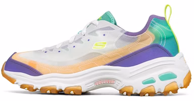(Women) Skechers D'Lites 1.0 Low-Top Running Shoes Purple/Green 149235-PRTQ (Women) Skechers D'Lites 1.0 Low-Top Running Shoes Purple/Green 149235-PRTQ
