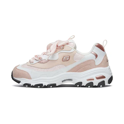 (W) Skechers D'Lites 1.0 'White Goldpink'