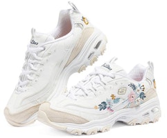 Skechers D'LITES 1.0 低筒防磨老爹鞋 女款 白 Lookbook Skechers D'LITES 1.0 低筒防磨老爹鞋 女款 白