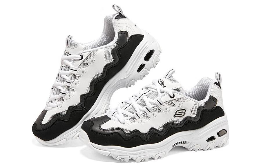 Lookbook (W) Skechers D'LITES 1.0 'Putih Hitam' 149792-WBK