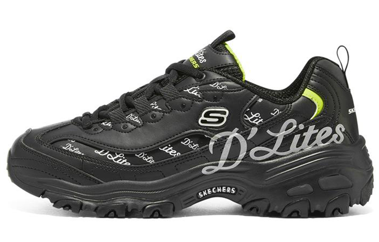 (W) Skechers D'Lites 1.0 'White Black Green'