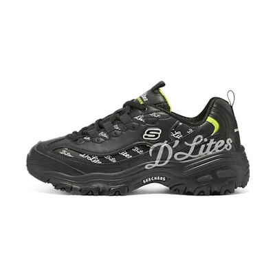 (W) Skechers D'Lites 1.0 'White Black Green'
