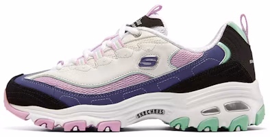 (Women) Skechers D'Lites 1.0 Leisure Shoes White/Black/Purple 149781-WBKB (Women) Skechers D'Lites 1.0 Leisure Shoes White/Black/Purple 149781-WBKB
