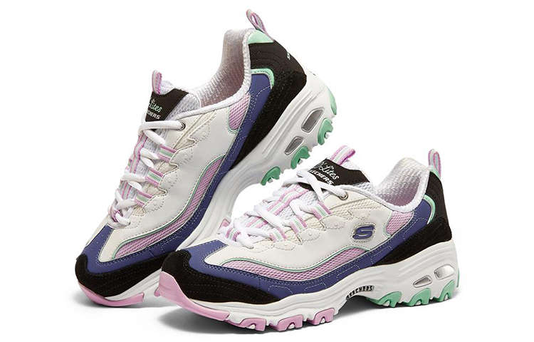 (W) Skechers D'Lites 1.0 Leisure Shoes White/Black/Purple 圖 3