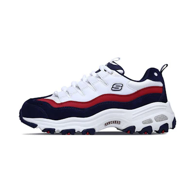 (W) Skechers D'Lites 1.0 Low-top Clunky Shoes White/Blue