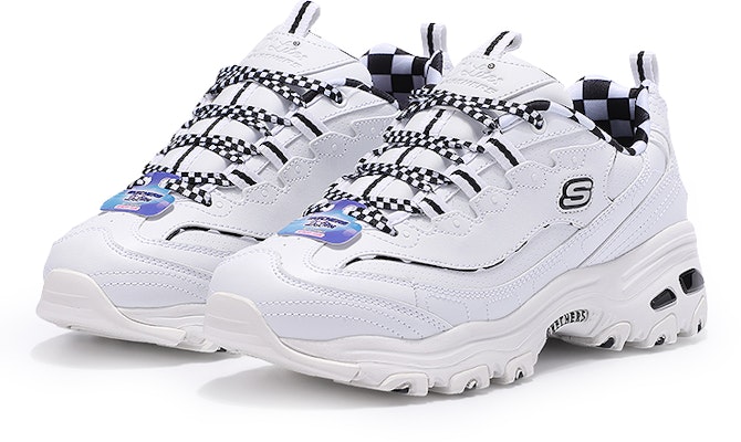 (W) Skechers D'Lites 1.0 白色低帮鞋 149227-WBK Lookbook (W) Skechers D'Lites 1.0 白色低帮鞋 149227-WBK