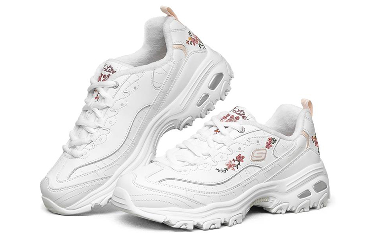Shop Skechers D‘lites 1.0 低筒加絨厚底潮流鞋 女款 白色#送禮推薦