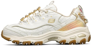 (Women) Skechers D'lites 1.0 White/Gold 149246-WHT (Women) Skechers D'lites 1.0 White/Gold 149246-WHT