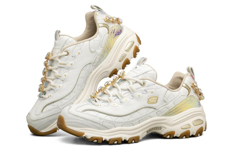 (W) Skechers D'lites 1.0 White/Gold 圖 3