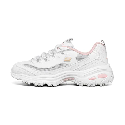 (W) Skechers D'lites 1.0 White/Grey/Pink