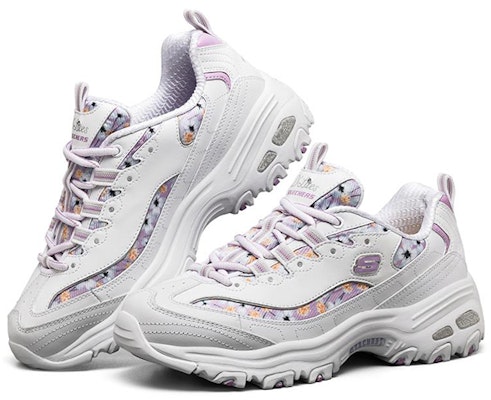 (Women) Skechers D'Lites 1.0 Low-Top Daddy Shoes White/Purple 11981-WLV Lookbook (Women) Skechers D'Lites 1.0 Low-Top Daddy Shoes White/Purple 11981-WLV
