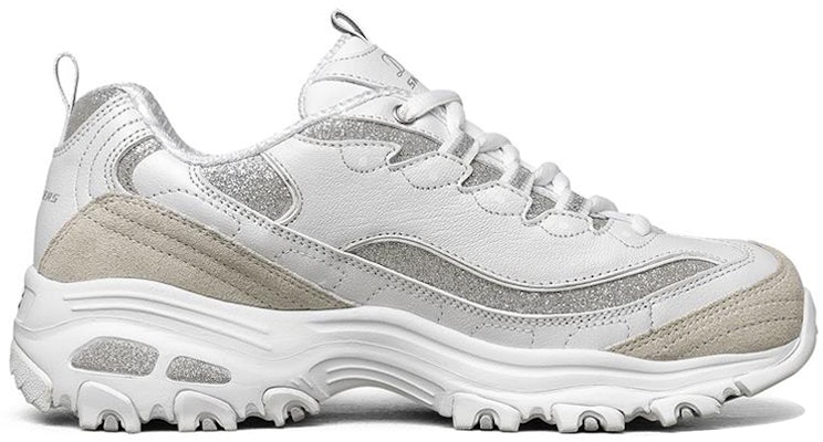 (W) Skechers D'Lites 1.0 Kasut Larian Low-Top Putih/Perak 13155-WSL Order (W) Skechers D'Lites 1.0 Kasut Larian Low-Top Putih/Perak 13155-WSL