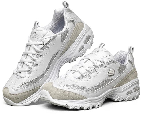 (W) Skechers D'Lites 1.0 Kasut Larian Low-Top Putih/Perak 13155-WSL Lookbook (W) Skechers D'Lites 1.0 Kasut Larian Low-Top Putih/Perak 13155-WSL