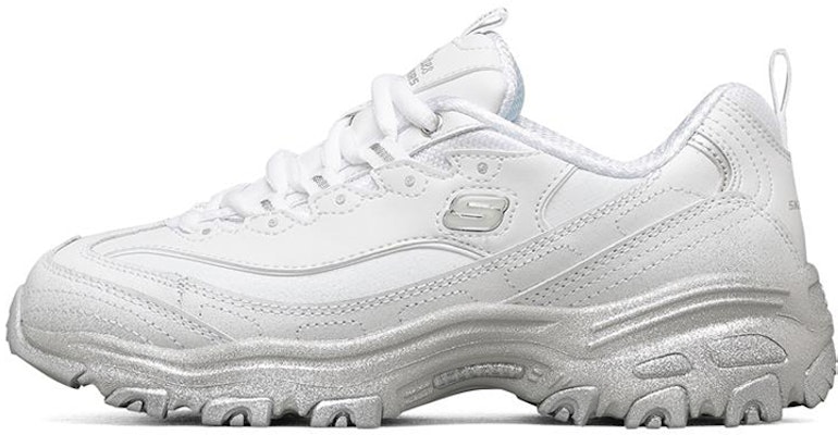 (Women) Skechers D'Lites 1.0 Low-Top Running Shoes White/Silver 149231-WSL Buy (Women) Skechers D'Lites 1.0 Low-Top Running Shoes White/Silver 149231-WSL