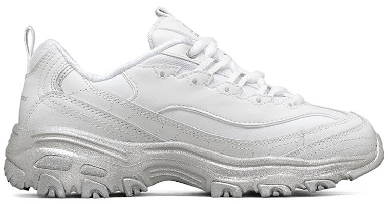 (Women) Skechers D'Lites 1.0 Low-Top Running Shoes White/Silver 149231-WSL Order (Women) Skechers D'Lites 1.0 Low-Top Running Shoes White/Silver 149231-WSL
