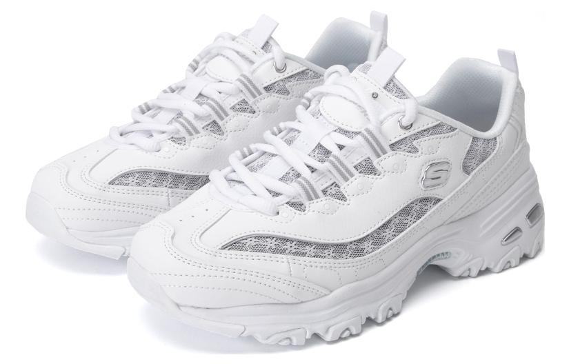 Lookbook Skechers D'LITES 1.0 減震防滑耐磨 低筒 老爹鞋 女款 白銀色