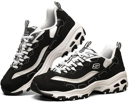 (Women) Skechers D Lites 1.0 Low Chunky Shoes Black 149463-BKW Lookbook (Women) Skechers D Lites 1.0 Low Chunky Shoes Black 149463-BKW