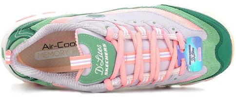 Shop (Women) Skechers D'Lites 1.0 Dad Shoes Green/Pink 149906-GRPK