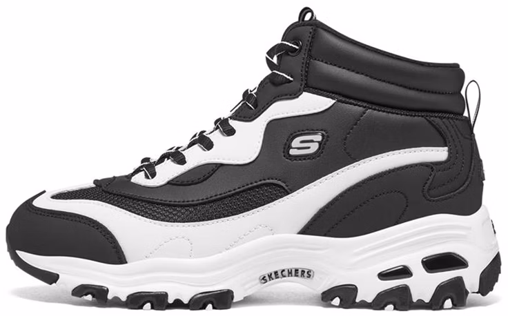 women-skechers-d-lites-1-0-high-black-and-white-fleece-167265-bkw