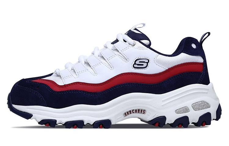 (Women) Skechers D'Lites 1.0 Low-top Clunky Shoes White/Blue 13141-WNVR