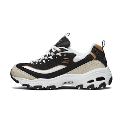 (W) Skechers D Lites 1.0 Low-Top Running Shoes Black/Gold