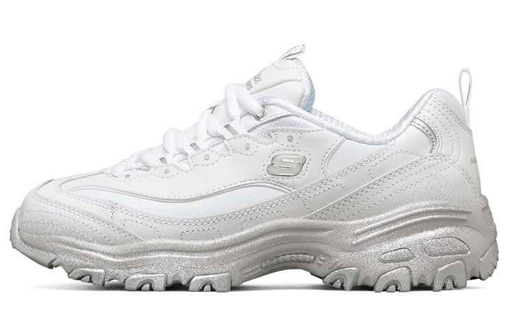 (Women) Skechers D'Lites 1.0 Low-Top Running Shoes White/Silver 149231-WSL