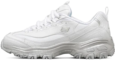 (Women) Skechers D'Lites 1.0 Low-Top Running Shoes White/Silver 149231-WSL (Women) Skechers D'Lites 1.0 Low-Top Running Shoes White/Silver 149231-WSL